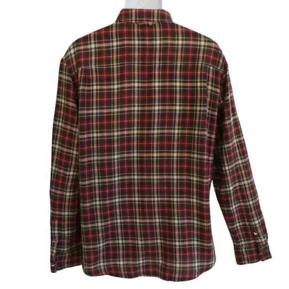 James Perse Brown Plaid Shirt Cotton Blend Long Sleeve Button Front 3 Large L Men